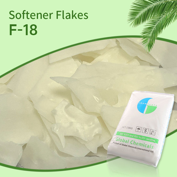 Escamas suavizantes no iónicas/catiónicas débiles SOULBIO F-18 tienen buena hidrofilicidad y propiedades antiestáticas para algodón y T/C, bajo amarilleo