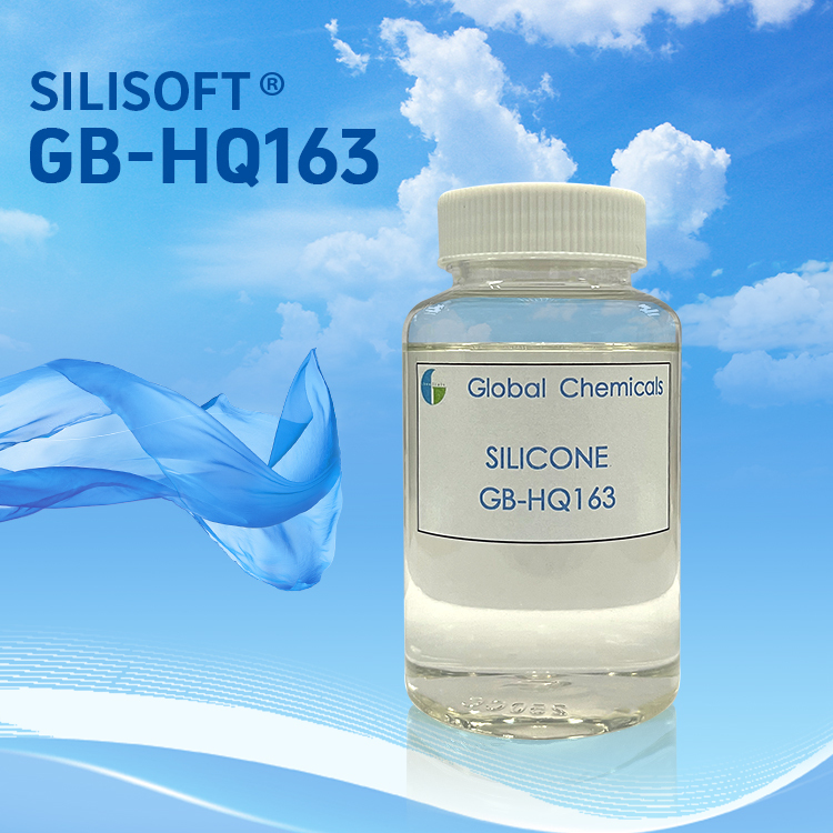 Silicona hidrofílica delicada y suave SILISOFT GB-HQ163 Muy bajo amarilleo, sin efecto sobre la blancura y el tono de las telas