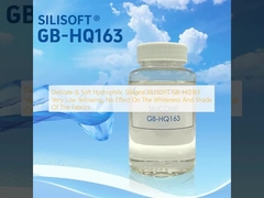 Silicona hidrofílica delicada y suave SILISOFT GB-HQ163 Muy bajo amarilleo, sin efecto sobre la blancura y el tono de las telas